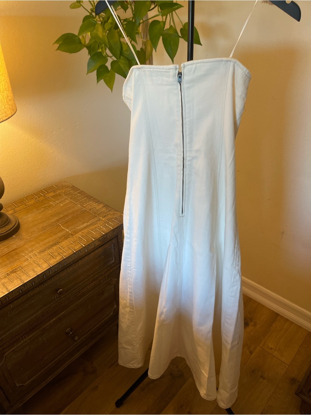 Abercrombie & Fitch Mila Strapless Denim Midi Dress stretch - Picture 4 of 7